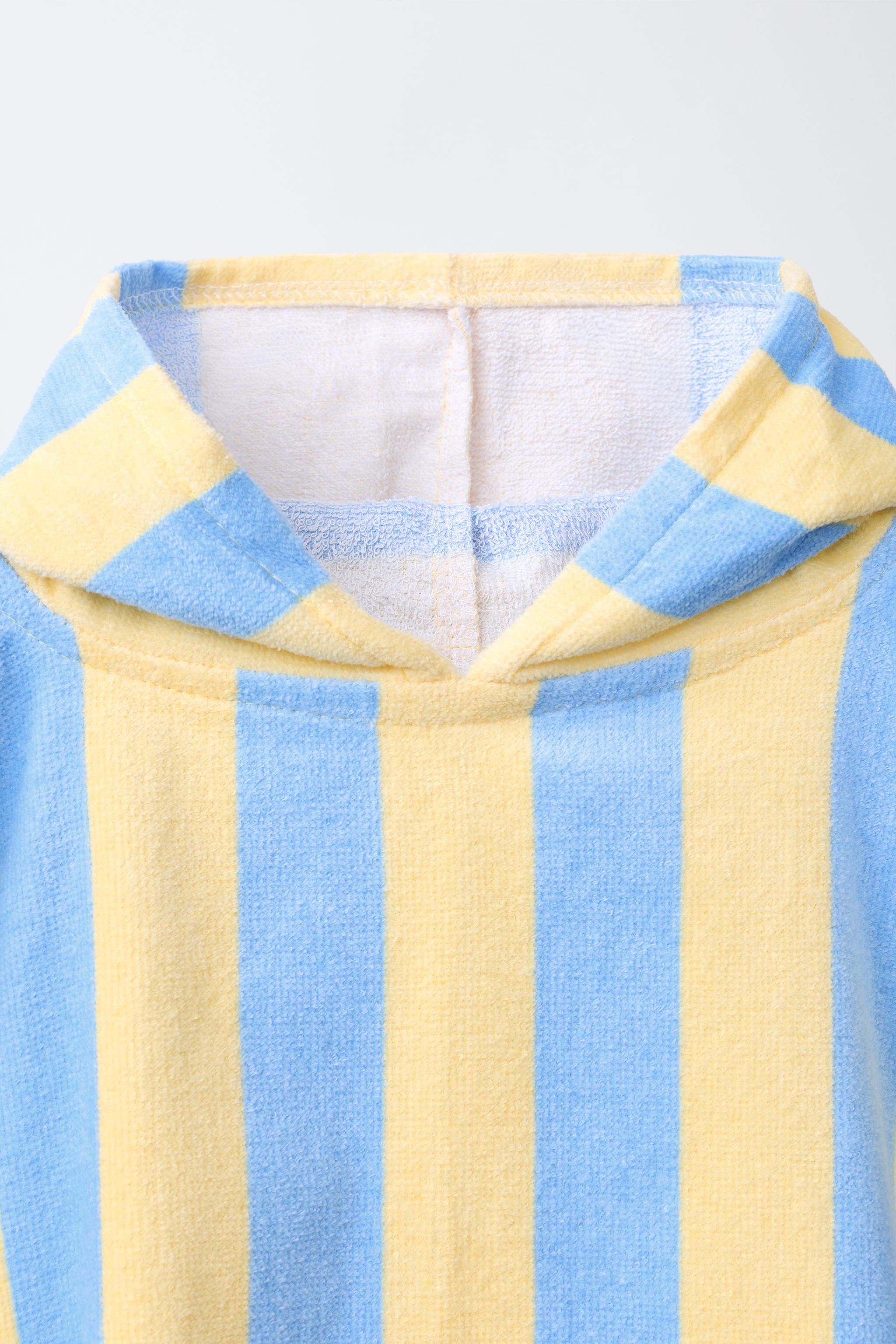 PONCHO SERVIETTE À RAYURES IMPRIMÉES